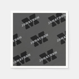 Jouw naam of bedrijfsnaam   Modern mannelijk grijs Servet