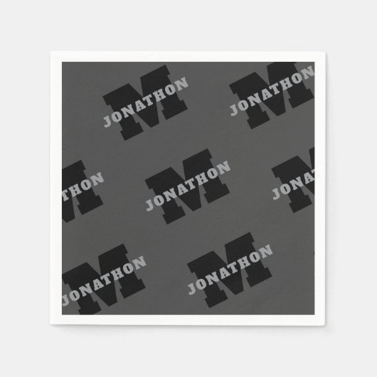 Jouw naam of bedrijfsnaam | Modern mannelijk grijs Servet (Voorkant)