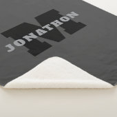 Jouw naam of bedrijfsnaam | Modern mannelijk grijs Sherpa Deken (3/4)