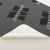 Jouw naam of bedrijfsnaam | Modern mannelijk grijs Sherpa Deken (3/4)