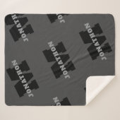 Jouw naam of bedrijfsnaam | Modern mannelijk grijs Sherpa Deken (Voorkant (horizontaal))