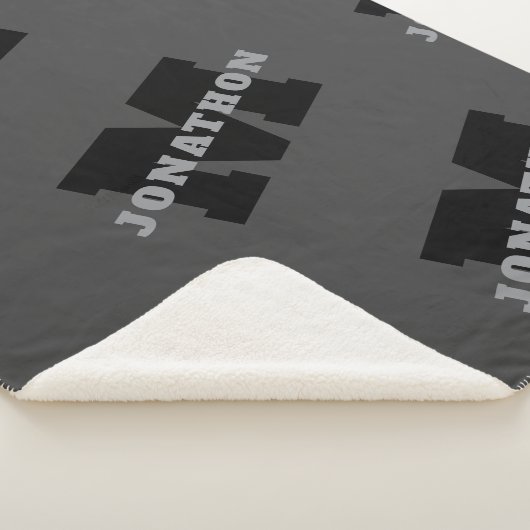 Jouw naam of bedrijfsnaam | Modern mannelijk grijs Sherpa Deken (3/4)