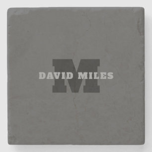 Jouw naam of bedrijfsnaam   Modern mannelijk grijs Stenen Onderzetter