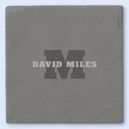 Jouw naam of bedrijfsnaam | Modern mannelijk grijs Stenen Onderzetter