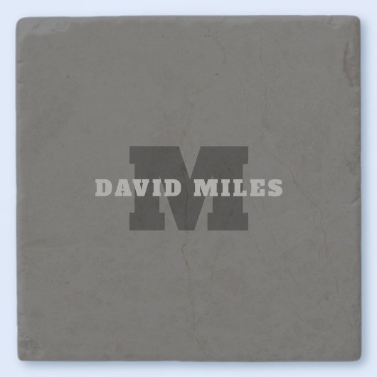 Jouw naam of bedrijfsnaam | Modern mannelijk grijs Stenen Onderzetter