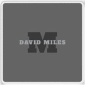 Jouw naam of bedrijfsnaam | Modern mannelijk grijs Sticker (Voorkant)