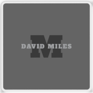 Jouw naam of bedrijfsnaam   Modern mannelijk grijs Sticker