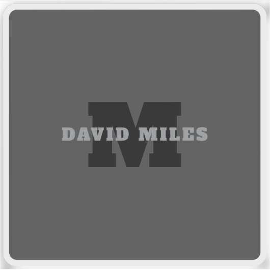 Jouw naam of bedrijfsnaam | Modern mannelijk grijs Sticker (Voorkant)