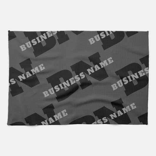 Jouw naam of bedrijfsnaam | Modern mannelijk grijs Theedoek (Horizontaal)