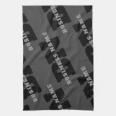 Jouw naam of bedrijfsnaam | Modern mannelijk grijs Theedoek (Verticaal)