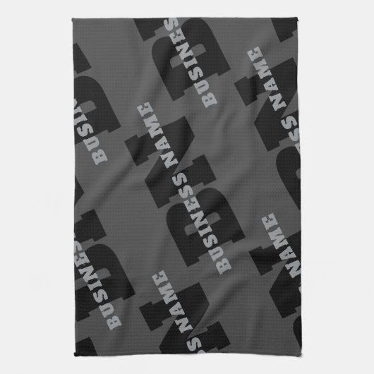 Jouw naam of bedrijfsnaam | Modern mannelijk grijs Theedoek (Verticaal)