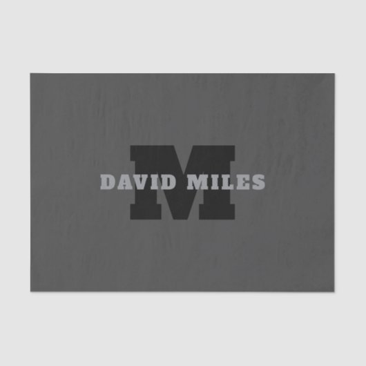 Jouw naam of bedrijfsnaam | Modern mannelijk grijs Tissuepapier (Voorkant)