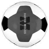 Jouw naam of bedrijfsnaam | Modern mannelijk grijs Voetbal (Gedraaid)