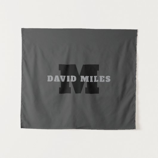 Jouw naam of bedrijfsnaam | Modern mannelijk grijs Wandkleed (Voorkant (horizontaal))