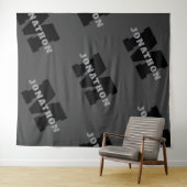 Jouw naam of bedrijfsnaam | Modern mannelijk grijs Wandkleed (In Situ (horizontaal))