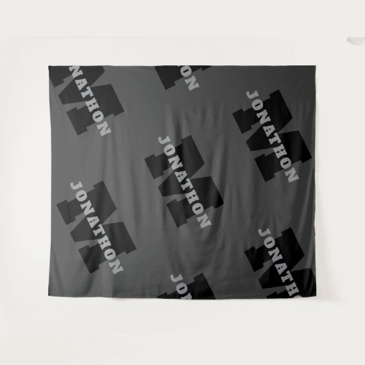 Jouw naam of bedrijfsnaam | Modern mannelijk grijs Wandkleed (Voorkant (horizontaal))