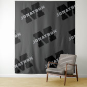 Jouw naam of bedrijfsnaam | Modern mannelijk grijs Wandkleed (In situ)