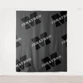 Jouw naam of bedrijfsnaam | Modern mannelijk grijs Wandkleed