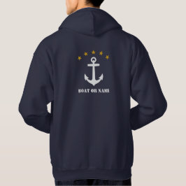 Jouw naam of Boat Name Classic Anchor 5 Gold Stars Hoodie