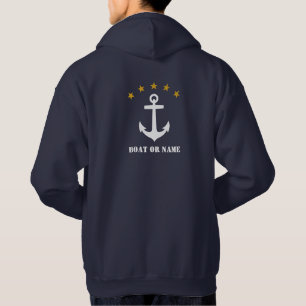 jouw naam of Boat Name Classic Anchor 5 Gold Stars Hoodie