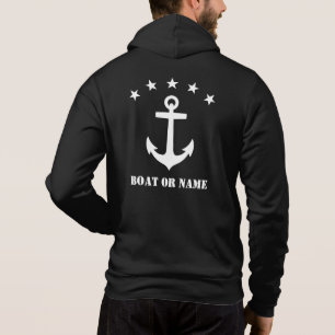 Jouw naam of Boat Name Classic Anchor Black White Hoodie