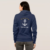 Jouw naam of Boat Name Classic Anchor Gold 5 Star Hoodie (Achterkant volledig)