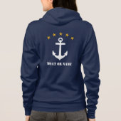 Jouw naam of Boat Name Classic Anchor Gold 5 Star Hoodie (Achterkant)