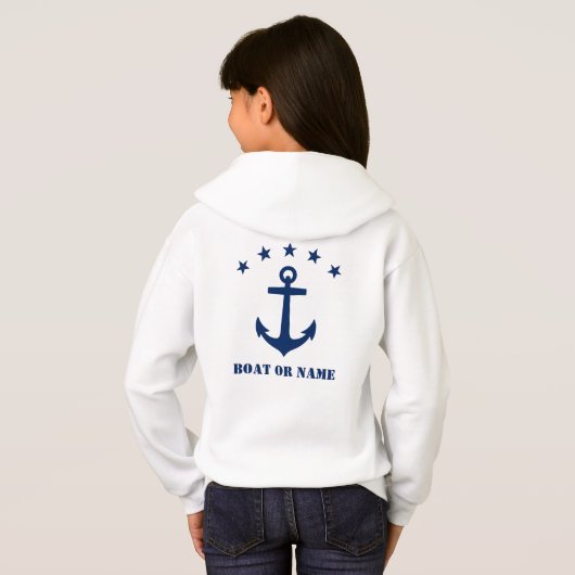 Jouw naam of Boat Name Classic Anchor Navy & White (Achterkant volledig)