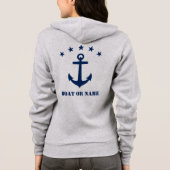 Jouw naam of Boat Name Classic Anchor Navy & White Hoodie (Achterkant)