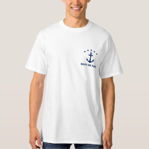 Jouw naam of Boat Name Classic Anchor Navy & White T-shirt