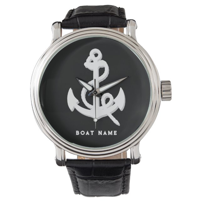 Jouw naam of Boot  Nautisch Anker Horloge (Voorkant)