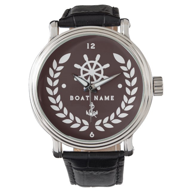 Jouw naam of Boot  Nautisch Anker Horloge (Voorkant)