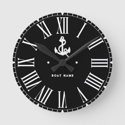 Jouw naam of Boot  Nautisch Anker Ronde Klok (Voorkant)