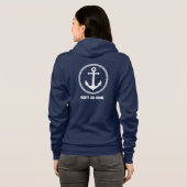 Jouw naam of Boot Nautisch Zee Anker Navy Blue Hoodie (Achterkant volledig)