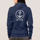 Jouw naam of Boot Nautisch Zee Anker Navy Blue Hoodie (Achterkant)