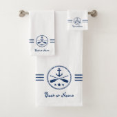 Jouw naam of Boot Nautische Anker & Gekruiste riem Bad Handdoek (Insitu)