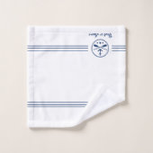 Jouw naam of Boot Nautische Anker & Gekruiste riem Bad Handdoek (Wasdoekje)