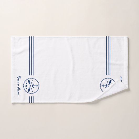 Jouw naam of Boot Nautische Anker & Gekruiste riem Bad Handdoek (Handdoek)