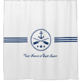 Jouw naam of Boot Nautische Anker & Gekruiste riem Douchegordijn (Voorkant)