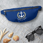 Jouw naam of bootanker Gold Laurel Star Navy Heuptasje<br><div class="desc">Een nautisch thema reis fanpakket met uw gepersonaliseerde naam of bootnaam. Dit vorstelijke ontwerp heeft een bootanker in wit gemarkeerd met goudkleurige laurierbladeren en een gouden ster. De kleur van de tas is een rijke marineblauw of u kunt het ontwerp eenvoudig bewerken in elke gewenste kleur. Deze riemzak maakt een...</div>