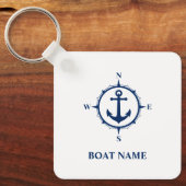 Jouw naam- of bootkeukenanker wit sleutelhanger (Voorkant)