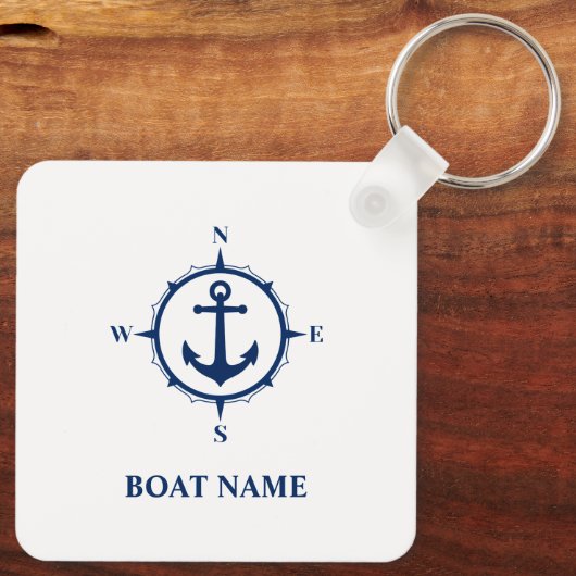 Jouw naam- of bootkeukenanker wit sleutelhanger (Achterkant)