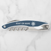 Jouw naam of Bootnaam Blauw & Wit Kurkentrekker (Achterkant)