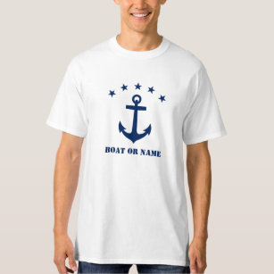 Jouw naam of bootnaam Classic Anker Blauw & Wit T-shirt
