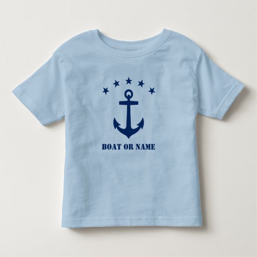 Jouw naam of bootnaam Classic Anker Lichtblauw Kinder Shirts (Voorkant)