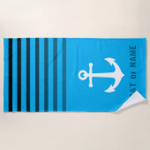 Jouw naam- of bootnaam Nautical Anchor Striped Strandlaken (Voorkant)