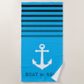 Jouw naam- of bootnaam Nautical Anchor Striped Strandlaken (Voorkant)