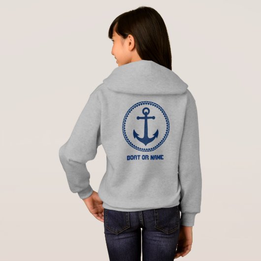 Jouw naam of Bootnaam Zee Anker Grey & Navy (Achterkant volledig)