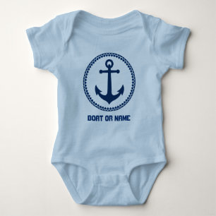Jouw naam of Bootnaam Zee Anker Navy and Blue Romper