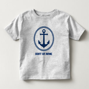 Jouw naam of Bootnaam Zee Anker Navy Blue Grey Kinder Shirts